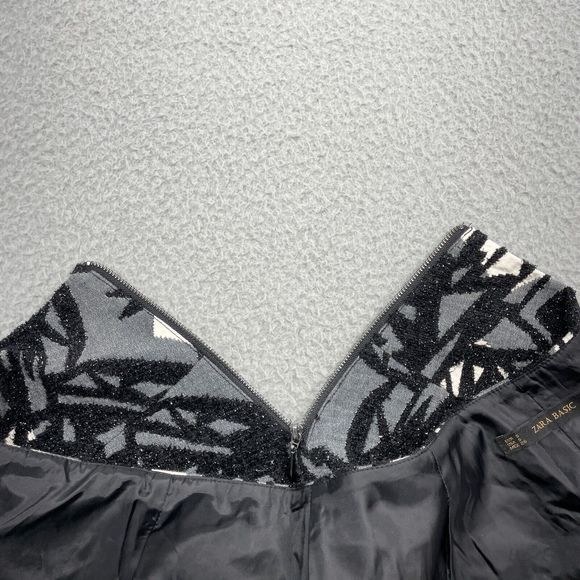 Zara Mini Skirt Womens Small Black White A-Line Skater Sparkle Textured Party - Picture 11 of 11